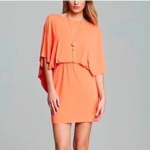 TRINA TURK WILLOW BLOUSON JERSEY DRESS IN ORANGE, SZ 6